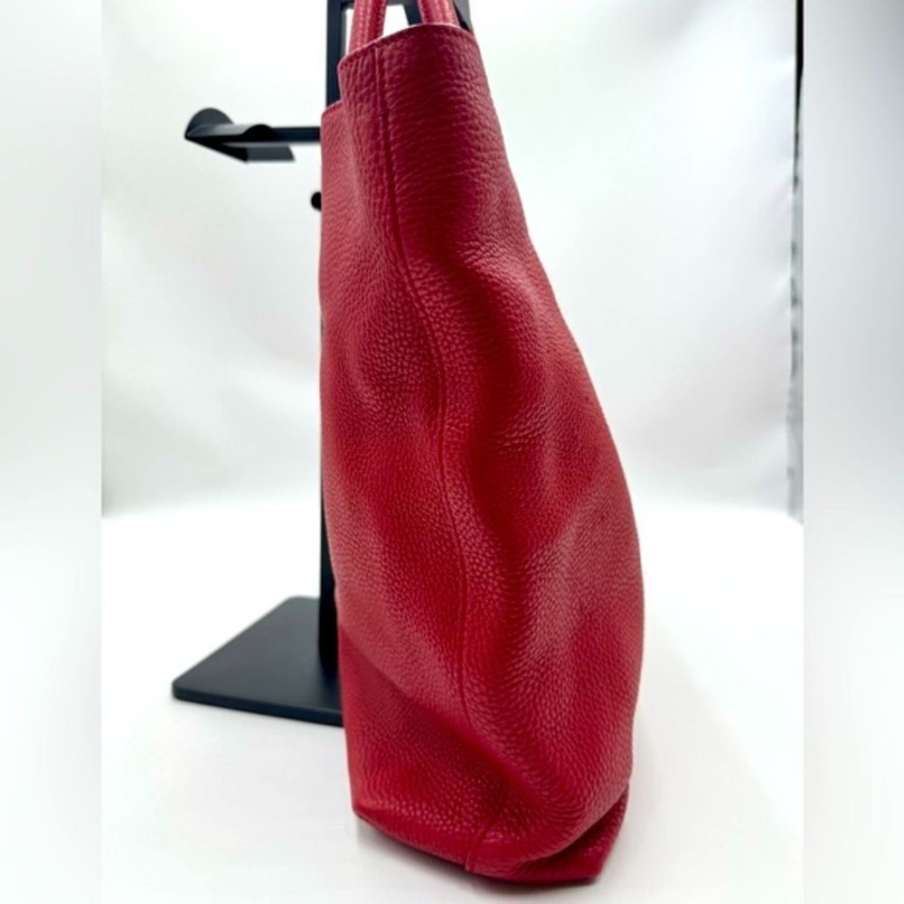 Auth Prada Rosso Vitello Daino Leather Convertible Shopping Tote Bag Preloved - Picture 3 of 13